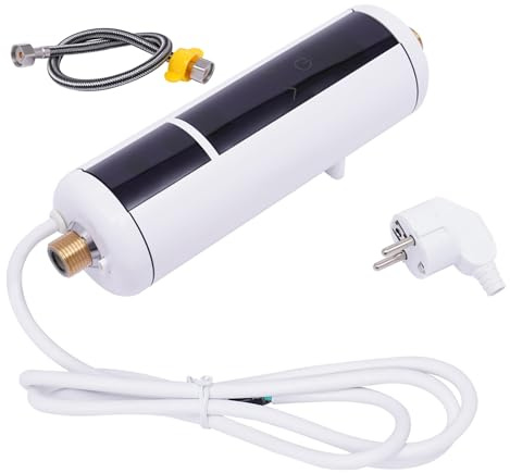 CHFUNE Scaldacqua istantanea elettrico, scaldabagno doccia, 3500 W, 220 V, mini scaldabagno per cucine, bagni, ristoranti, hotel, ecc, spina UE (argento)
