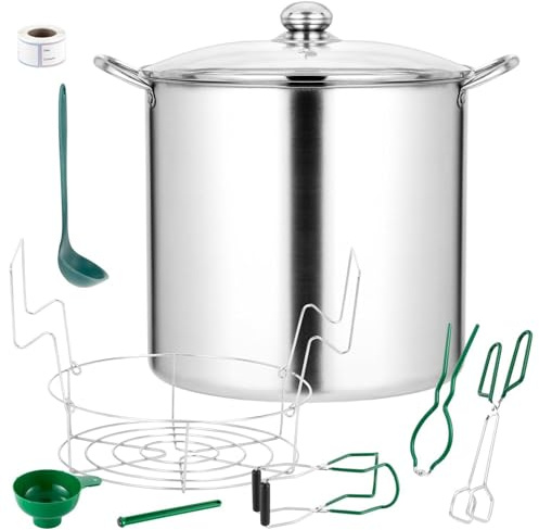QPMR 21.5 QT Stainless Steel Canning Pot with Lid and Rack, Stainless Steel Water Bath Canner,Canning Supplies Starter Kit and Canning Tools Set for Beginnner,Gift for Mom/Wife