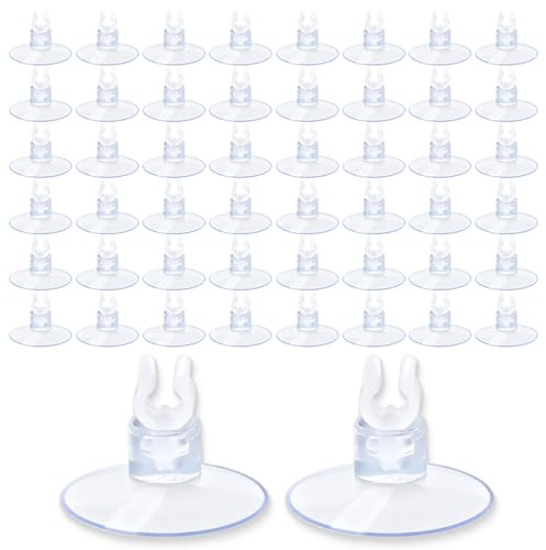 THQAE 50 Pcs ventose, ventose per vetro, ventose per acquario, accessori acquario acqua dolce, Ventose per Acquario, Acquari Ventosa Supporti per Tubo Aereo di 4mm-6mm, Trasparente