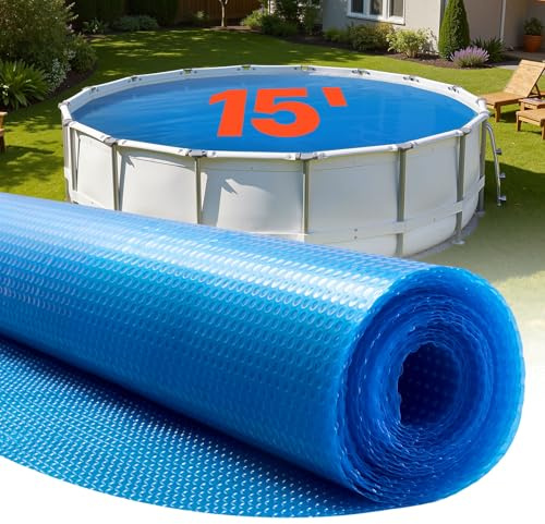 VEVOR Cubierta Solar para Piscina Manta Solar para Piscinas Cubierta Solar para Piscina Enterrada sobre el Suelo Cubiertas Solares de Color Azul de 16 mil para Piscinas (457 x 457 cm (Redonda))