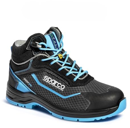 Sparco Indy-He Sunny ESD S3S SR FO LG Scarpe Antinfortunistiche Alte da Uomo S3 ESD HRO. Idrorepellenti, Metal Free, Supporto Caviglia, Ladder Grip - EU 46