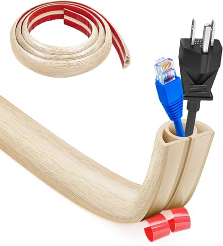 Flexibel liten kabelkanal kabelbro golv, golv kabelkanal, 1 m x 2 cm slangbro golv kabelskydd, kabelkanal golv platt kabelskydd för kontor, lägenheter, lager, hotell (vit ek)
