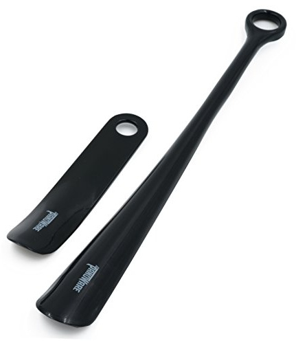Panoware Set of 2, Extra Long Handle Shoe Horn and Travel Shoe Horn, Black