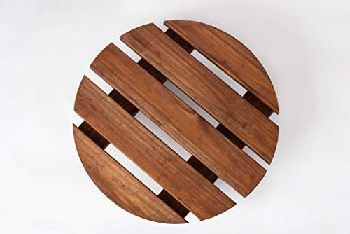 RADO WOOD Wooden Plant Pot Caddy - 38cm Round - Indoor/Outdoor Vintage style - Garden Plant Pot Trolley - PREMIUM Stand Mover Dolly on Wheels - Dark Brown