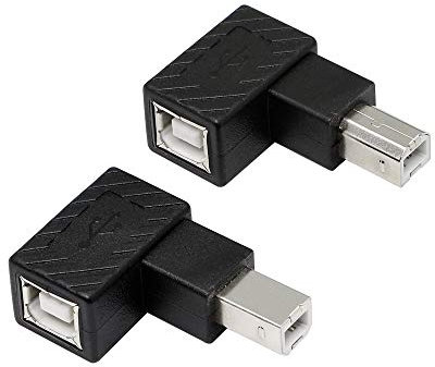 YACSEJAO USB 2.0 di tipo B Printer Adapter, confezione da 2 a 90 gradi USB 2.0 B maschio a Tipo-B Femminile Printer Adapter, per stampante, scanner, HDD mobile e più (fino Angle + Giù Angle)
