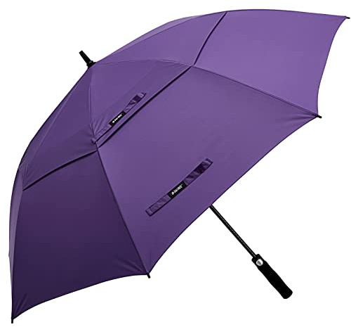G4Free 62 Inch Automatic Open Golf Long Umbrella Extra Large Oversize Double Canopy Vented Windproof Waterproof Stick Umbrellas(Purple)