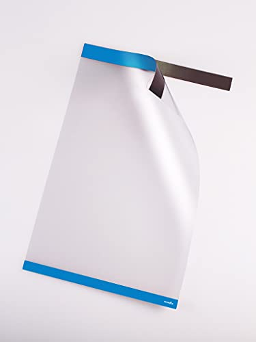 PosterFix A4 Vertical - Sistema Portaposter y Portacarteles con marco adhesivo removible y cierre magnético, fundas y marcos para posters, carteles, en paredes y escaparates. Pack 5 Unidades (Azul)