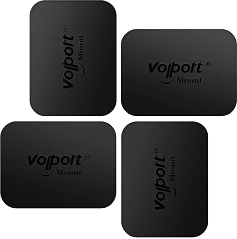 volport Rectangle Metal Plate for Phone Magnet, Magicplate Replacement Disc with Adhesive Backing Sticker for Magnetic Car Mount Holder Cradle Stand (Dashboard/Vent/CD Slot/Windshield)-Black