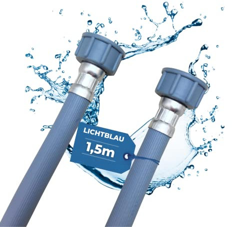 LICHTBLAU Zulaufschlauch 2979 I 1,5m I Waschmaschine Geschirrspüler 3/4 Zoll Gerade/Gerade inkl. Dichtung I Wasserzulaufschlauch Füllschlauch Heizung