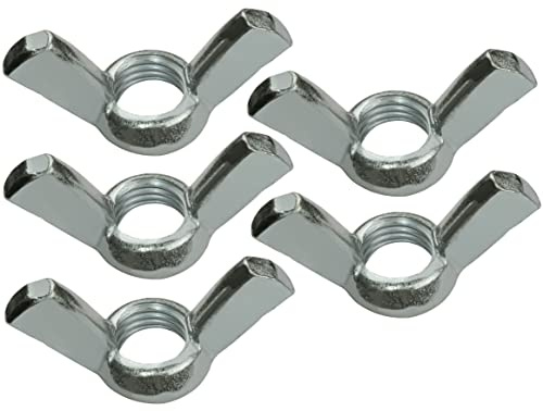 AERZETIX - C58242 - Juego de 5 Tuercas mariposas/orejas M20 - tuercas de aleta - métrica hembra - en acero galvanizado - color plata