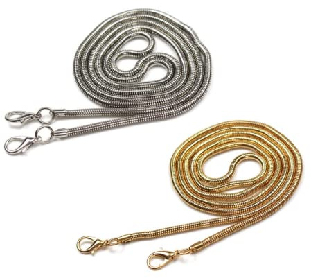 NEUSID 2 cadenas para bolsos, 110 cm, correas de hombro de metal, para bolsos, con hebillas de metal (oro, plata), plata+oro ligero