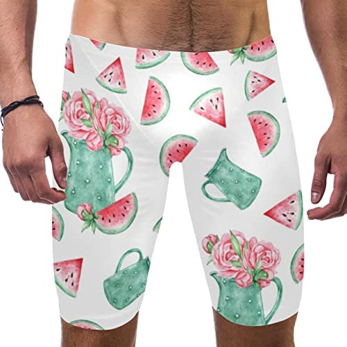 HUI JIN SHOP Wassermelonen-Badeanzug für Herren und Jungen, Wettkampf-Schoß-Badeanzug, quadratisches Bein, Ausdauertraining, mehrfarbig, XXL