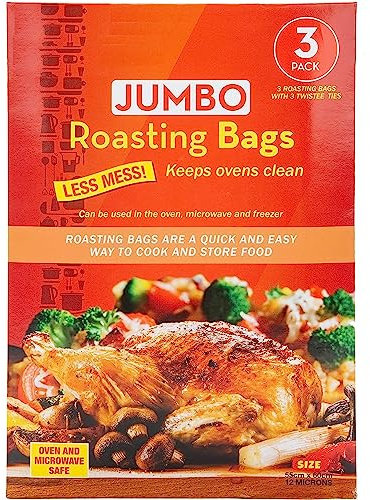 LND Gifts Extra Large Turkey Roasting Bags: 3 Jumbo Bags for Oven, 55cm x 60cm, Easy Roast - With Ties for Microwave and Freezer Use