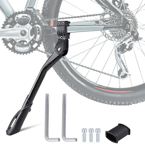Hejo Fahrradständer, Universal Fahrrad Ständer 24-29 Zoll, Höhenverstellbarer Fahrrad Seitenständer, Stabiler Fahrrad Ständerfuß für Mountainbike, E-Bike, Rennrad (3 Löcher Stil)