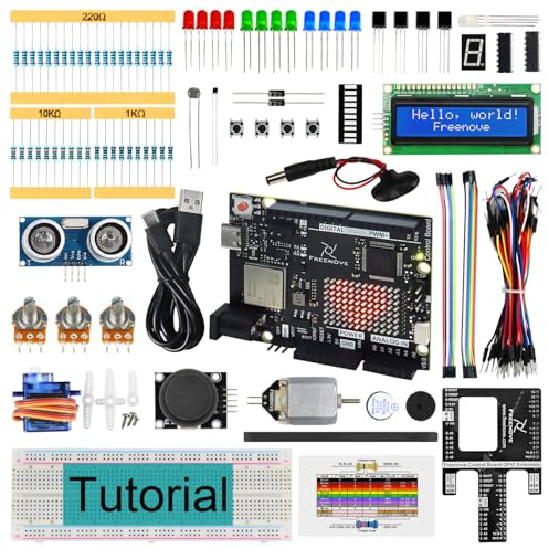 Freenove Super Starter Kit with Board V5 Rev4 WiFi (Compatible with Arduino IDE), Arm Cortex-M4 Microcontroller, Onboard ESP32-S3, 305-Page Detailed Tutorial, 172 Items, 60 Projects