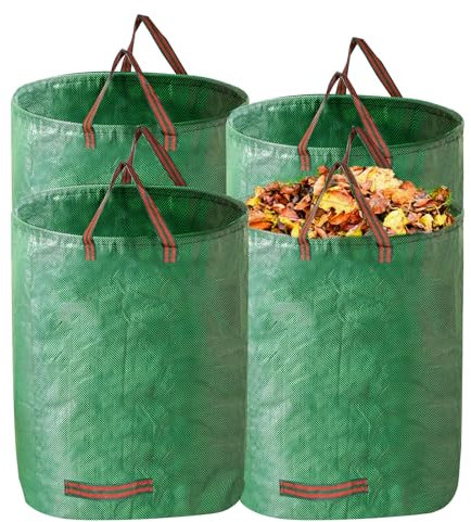 4X 272L Gartenabfallsack,Gartensack Laubsack，Laubsäcke Rasenschnitt，Gartensack mit Griffe, Selbststehend, Wasserdicht,Grünschnittsäcke faltbar für Gartenabfälle und Grünschnitt (4 X 272L)