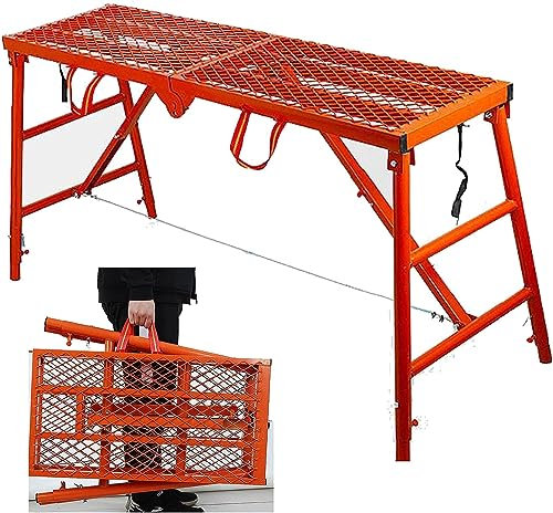 Banco da lavoro per la casa con altezza regolabile scaletta e ponteggi, piedi antiscivolo, piattaforma di lavoro impalcatura, torre, sgabello, panca da lavoro (180 x 40 cm)