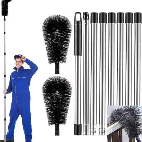 10.5FT Extendable Gutter Cleaning Tools with Brush from Ground for Removing Leaf Debris from Roof Gutters, Adjustable Length Gutter Cleaner