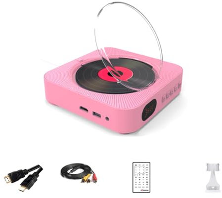 Koolenry Reproductor de Música y Audio Multifuncional VCD CD DVD Altavoz Bluetooth Radio FM Conector Auxiliar Montado en la Pared con Control Remoto (UE) C