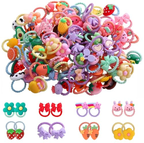 Guyode 100 Piezas Coleteros Pelo Niña Coloridas, Gomas Pelo Bebe, Gomitas Small Girls Hair Bands, Gomillas Niña de Color Mixto, Accesorios para El Cabello para Bebé, Gomas para El Cabello
