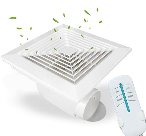 Vcyex Extracteur d'air， avec Télécommande Et Clapet Anti-Retour ，extracteur d'air Silencieux，De Salle De Bain Muraux pour Douche Salle De Bain Bureau Maison White,10INCHES