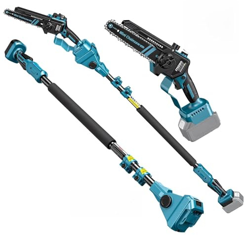 Mini motosega a batteria 3 in 1, con asta telescopica, compatibile con batteria Makita da 18 V, per mancini, per la cura del giardino