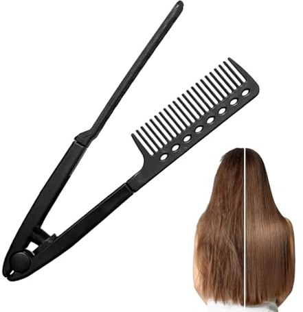 Peine Alisador De Cabello - Cepillo Para Plancha | Herramienta De Peinado Antiestática | Pinza De Clip Profesional Para Alisar Nudos, Fácil Uso En Casa Y Salón Para Principiantes Y Expertos