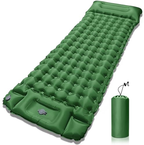 JUQG Colchón Autoinflable para Camping, Colchoneta Hinchable Impermeable con Bomba de Pie y Almohada, Ultraligera y Portátil, Adecuada para Camping, Senderismo, Viajes y Actividades al Aire Libre