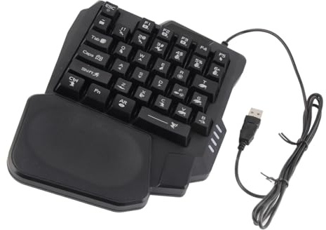 Dioche K1K13 Clavier de Jeu à Une Main 35 Touches étanche avec Repose-Poignets Ergonomique – Parfait pour Les Jeux sur PC et Mobiles – Design Filaire Compact