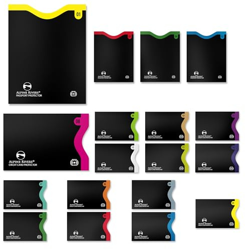 18 RFID Blocking Sleeves (14 Credit Card Holders & 4 Passport Protectors) Ultimate Premium Identity Theft Protection Sleeve Set for Men & Women. Smart Slim Design perfectly fits Wallet/Purse