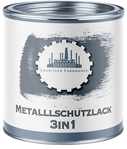 Lausitzer Farbwerke Metallschutzfarbe 3in1 Metallschutzlack 3-in-1 du sparst dir Anti-Rost-Produkte Metallfarbe Metalllack Farbe für Metall Stahl Eisen Zink Aluminium (2,5 L, Lichtgrau (RAL 7035))