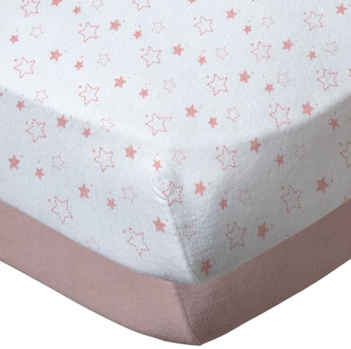 BabyCalin - 2er Set Spannbettlaken Rosa/Stern 70x140x17cm