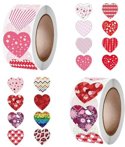 1000 Pièces Autocollants Coeur Pour L'Emballage Cadeau Saint-Valentin Étiquettes De Coeur Autocollantes Décoratives D'Amour Rouleaux D'Autocollants Coeur Saint Valentin Autocollant D'étiquette DIY