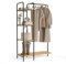 Newlux - Garderobenständer bis 35kg Hangy Wood 400 mit Schuhregal. Standgarderobe aus Metall mit hoher Stabilität | Einfache Montage | Inkl. 4 Regalen (62x42x150cm) | Schwarz