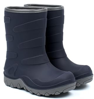 Mikk-line Gummistiefel Kinder Gefüttert 28 | Wasserdichte Allwetter-Stiefel für Mädchen & Jungen | Leichte Rutschfeste Outdoor-Schuhe für Spielplatz, Garten & Regen