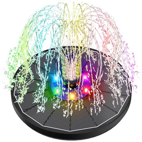 SZMP LED Solar Springbrunnen, 2025 Neu Glas Solar Teichpumpe, 2200mAh Batterie, Nachts Arbeiten, Solar Wasserpumpe mit 7 Düse & 4 Fixer Solar Schwimmender Fontäne Pumpe für Garten, Vogel-Bad (Bunt)