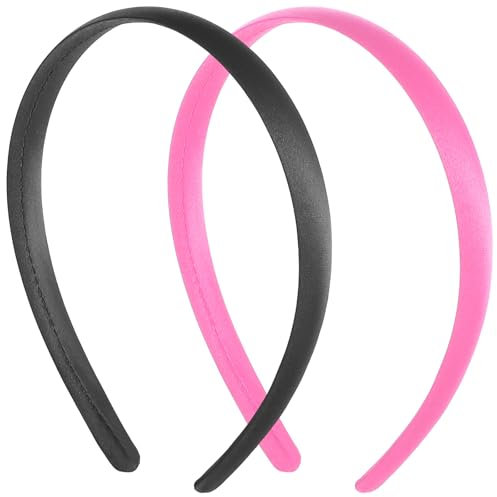 2 cerchietti per capelli da donna in raso nero, tinta unita, larghi, elastici per capelli, accessori per madri, sorelle, cosplay, vacanze, Halloween, fai da te