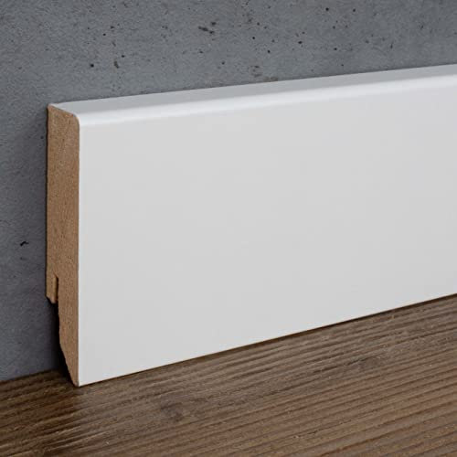 PROVISTON - Sockelleiste - Eckiges Profil - 16 x 70 x 2400 mm - MDF foliert - Weiß - Klassische Fußleiste - 2.4 Meter