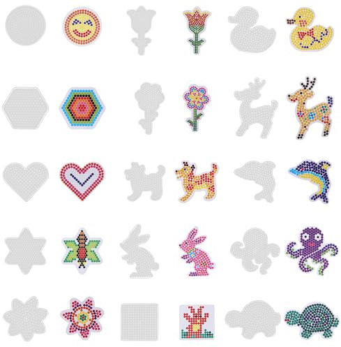 15 Muster Bügelperlen Platten Bügelperlen Vorlagen, 5mm Silikonperlen Perlenbrett Steckperlen Platten DIY Basteln Handwerk Kunststoff Bügelplatte Tiere Blumen Geometrische Muster