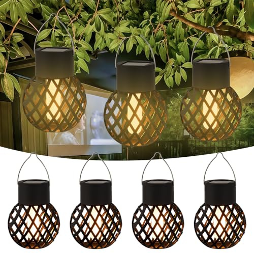 8 lampade solari per esterni da giardino con effetto fiamma, lanterna solare per esterni, lanterne solari per esterni, luci solari per esterni, da appendere, lampada solare a LED per giardino, per