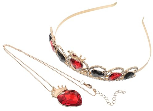 BESPORTBLE Ensemble couronne et collier de princesse en forme de cœur avec strass pour femmes et filles - Diadème, serre-tête et couronne de reine en strass pour mariage, anniversaire, Noël et