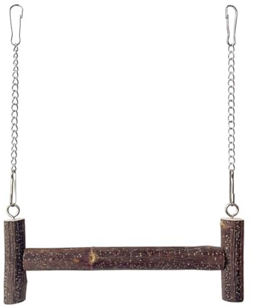 Fazvncv Juguete de balancín para mascotas pequeñas, percha de madera, cadena de metal, juguete de ejercicio para pájaros, hámsteres, jaula, entretenimiento, columpio para pájaros