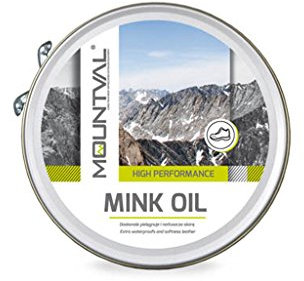 Mountval Impermeabilizzante anti acqua per scarpe da neve e da montagna in pelle, grasso all'olio di visone 100ml