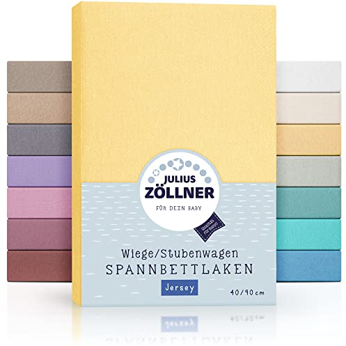 Julius Zöllner Jersey Spannbettlaken für Wiegen 90x40cm und Stubenwagen, 100% Baumwolle, STANDARD 100 by OEKO-TEX, banana