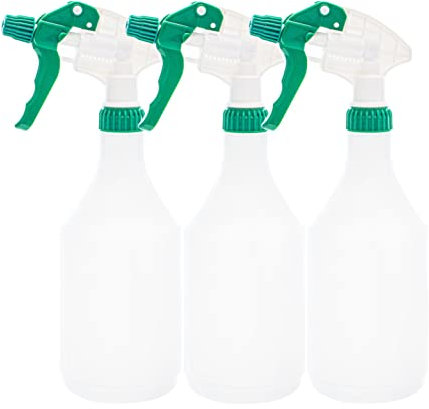 Clay Roberts Water Spray Bottles, Mist and Jet Settings, Pack of 3, Green, 750ml, Measuring Gauge, Green Spray Bottles, Cleaning, Gardening, Sprayer Bottle, Water for Cleaning