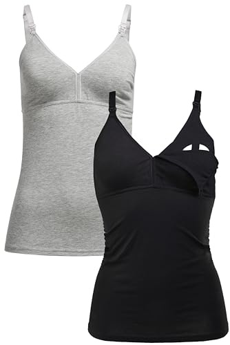Herzmutter amningstopp amningströja för kvinnor - enkel amningsfunktion - integrerad bystbh med klämfästen - bomullsblandning av hög kvalitet - uppsättning 1 & 2-5400