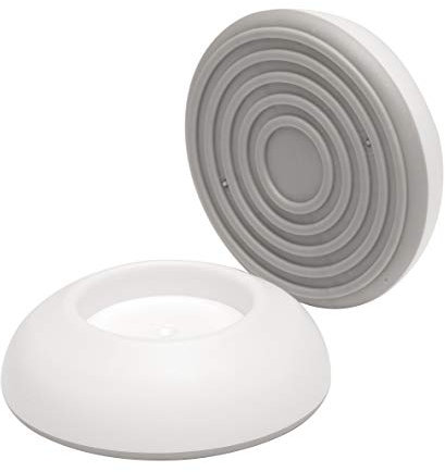 BOMI Elefantenfüße 2er Set rund, Weiß I Wandschutzpads für Treppenschutzgitter ohne Bohren & Türschutzgitter I Antirutsch-Funktion I Wandpads zum Klemmen I Hochwertiges Zubehör für Kinderschutzgitter