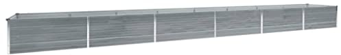 vidaXL Letto Rialzato da Giardino Vaso Esterno Fioriera Fiori Aiuola Portavasi Arredo Cassette Giardinaggio in Acciaio Zincato 600x80x45 cm Grigia