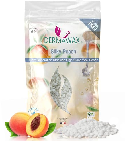Perles de cire chaude professionnelles sans bandes pour épilation- Dermawax Fleur de Pêcher- Brésilienne & Corps Entier, Visage, Jambes, Aisselles, Bikini- Femme & Homme- 800 g- Fabriqué en France