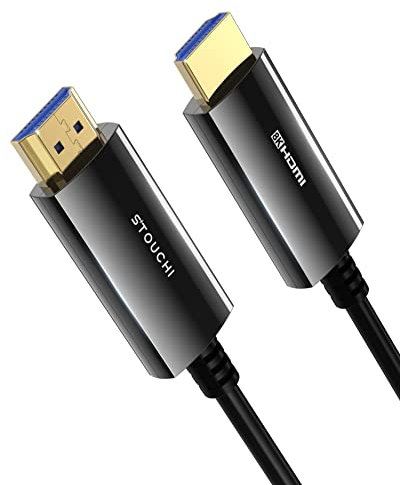 Stouchi Câble Fibre Optique HDMI 8K 10M,Câble HDMI 2.1 48 Gbit/s Ultra Haute Vitesse,Classé CL3,AOC 8K@60Hz,4K@120 Hz/144 Hz Dynamique HDR eARC Dolby HDCP2.2 compatible avec PS5,Xbox SeriesX,PC,TV